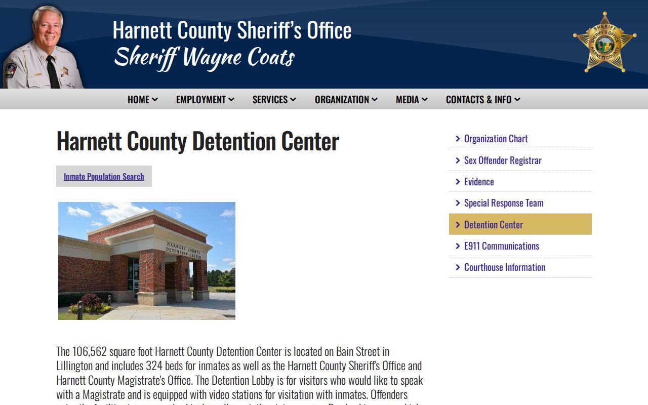 Harnett County Detention Center official booking records source